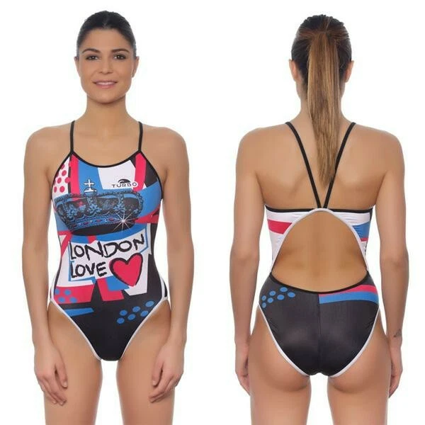 Turbo Ladies London Love Swimsuit Sports Swimming Costume BNWT