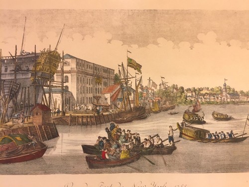 Antique Vue De Port De New York 1788 Mahogany Framed & Matted - Picture 4 of 10