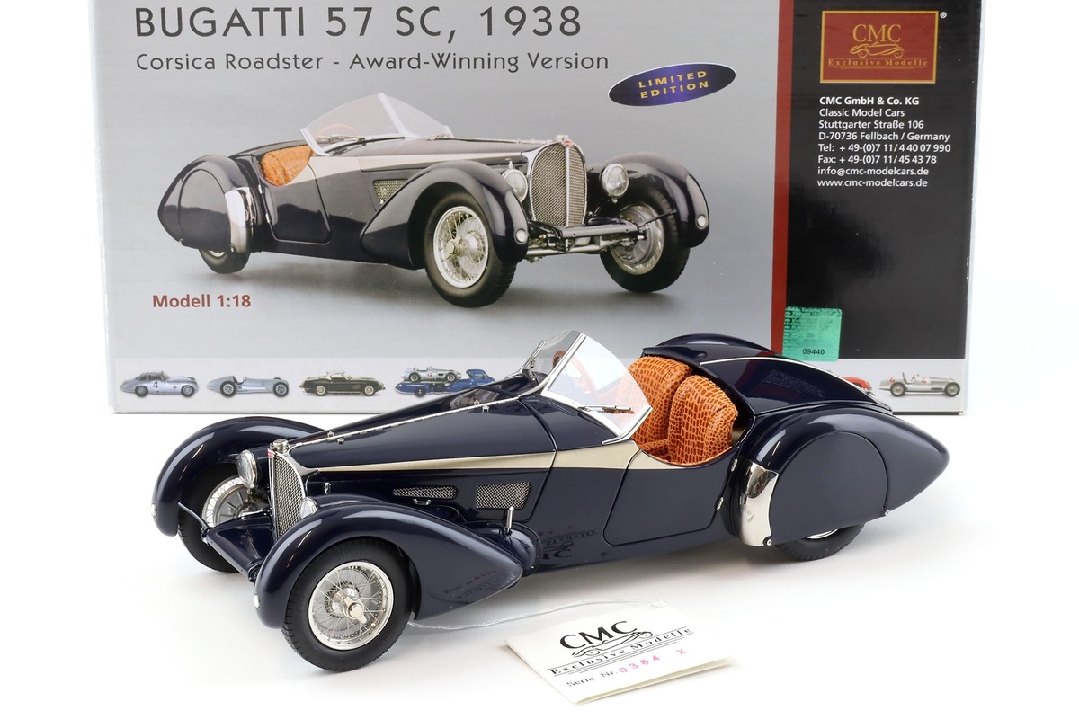 専用出品CMC 1/18 ブガッティ 57SC コルシカ1938 M-106 1/18 CMC 1938 Bugatti 57 SC Corsica Roadster Diecast Car