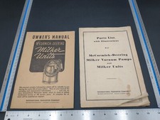 2X Rare McCormick-Deering Milker Units Manuals International Harvester Co. #1720