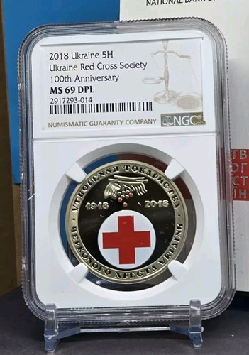 2018 UKRAINE 5H - UKRINE RED CROSS SOCIETY 100TH ANNIV - NGC MS69 DPL - COIN - Picture 2 of 10
