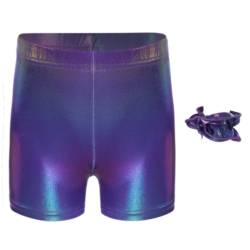 Kids Girls Set Dance Outfit Elastic Waistband Suit Performance Dancewear Shiny - Picture 34 of 72