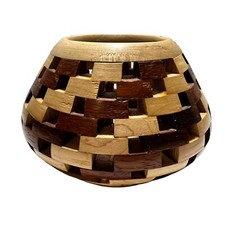 Segregated Maple Pad auk Wood Handmade Wood Bowl Vase Artist Initialed