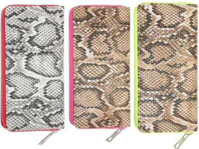 Damen Geldbeutel Schlange Neon Geldbörse Portemonnaie Clutch