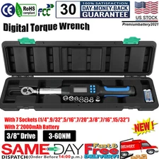 ✅Digital Torque Wrench Adjustable Torque Wrench 3/8" Drive 3-60NM High Accuracy