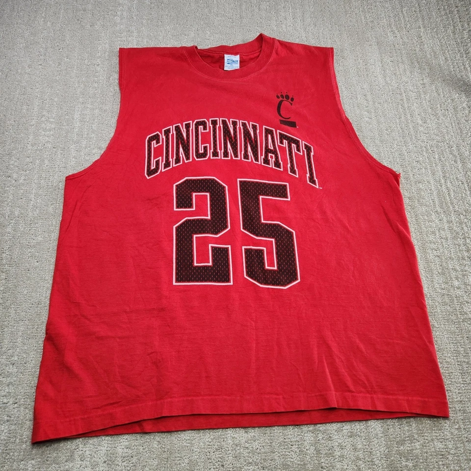 Vintage 90s Cincinnati Bearcats Shirt Men XXL Salem Sports Sleeveless USA Red - Image 2 of 4