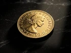 Gold plated Full sovereign Queen Elizabeth Head British coin 1962 1964