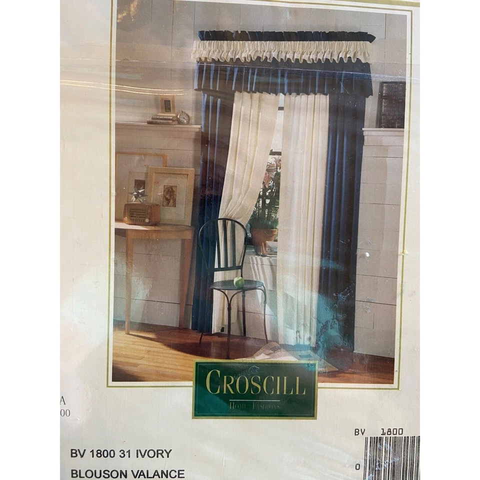 New Croscill Blouson Valance Sierra Style 1800 in Ivory 88"x15" Set of 4 - Image 3 of 4