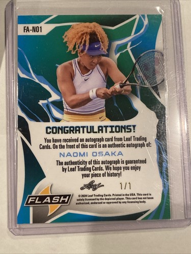 Naomi Osaka Auto 1/1 2024 Leaf Flash 1 Of 1 Super Prismatic Gold Tennis - Picture 3 of 4