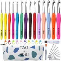 HäKelnadel Set 14 StüCk Bunte Ergonomische Soft Gummi Comfort Grip HäKeln