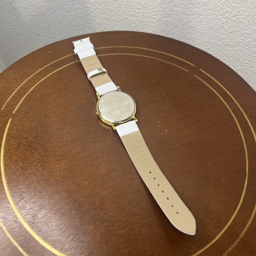 Gold Women's Butterfly Watch White Leather Band New Battery - Picture 5 of 9