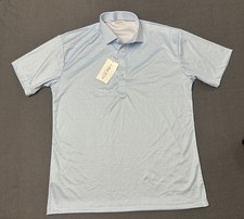 Collars And Co Polo Shirt Men s Size Large Blue White Geometric Print