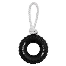 Dog Chew Toy with Rubber Tire and Tug of War Rope for Aggressive Chewers