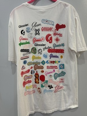 Authentic Glossier Birthday Sticker TShirt Size Medium In White New Without Tag