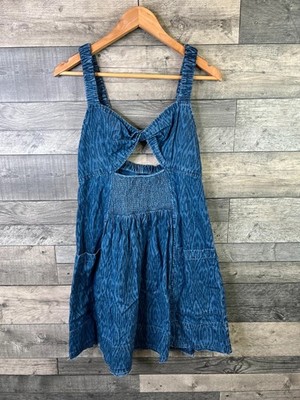 Anthropologie Pilcro Ikat Jeanskleid Größe Medium Blau Taschen Cut Out