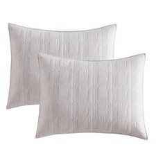 Horimote Home 100 Cotton Quilted Pillow Shams King Size Light Grey Pre-Washed 2