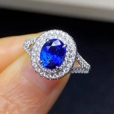4.20Ct Oval Cut Natural Blue Sapphire & Diamo...