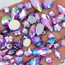 1000pcs AB Flatback Rhinestones Crystal Gems Mixed Sizes Acrylic Craft Gemsto...