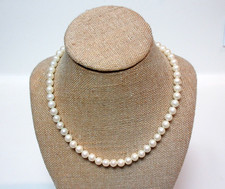 VTG CULTURED PEARL NECKLACE - SILVER PEARL CLASP - JAPAN -17.5"