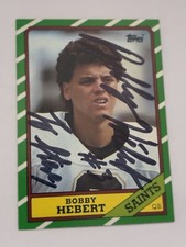 Bobby Hebert personalized Autographed 1986 Topps rookie Football Card #339. rookie card picture
