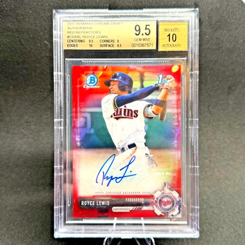 2017 Bowman Chrome Royce Lewis 1st Autograph Red Refractor RC AUTO /5 BGS 9.5 SP