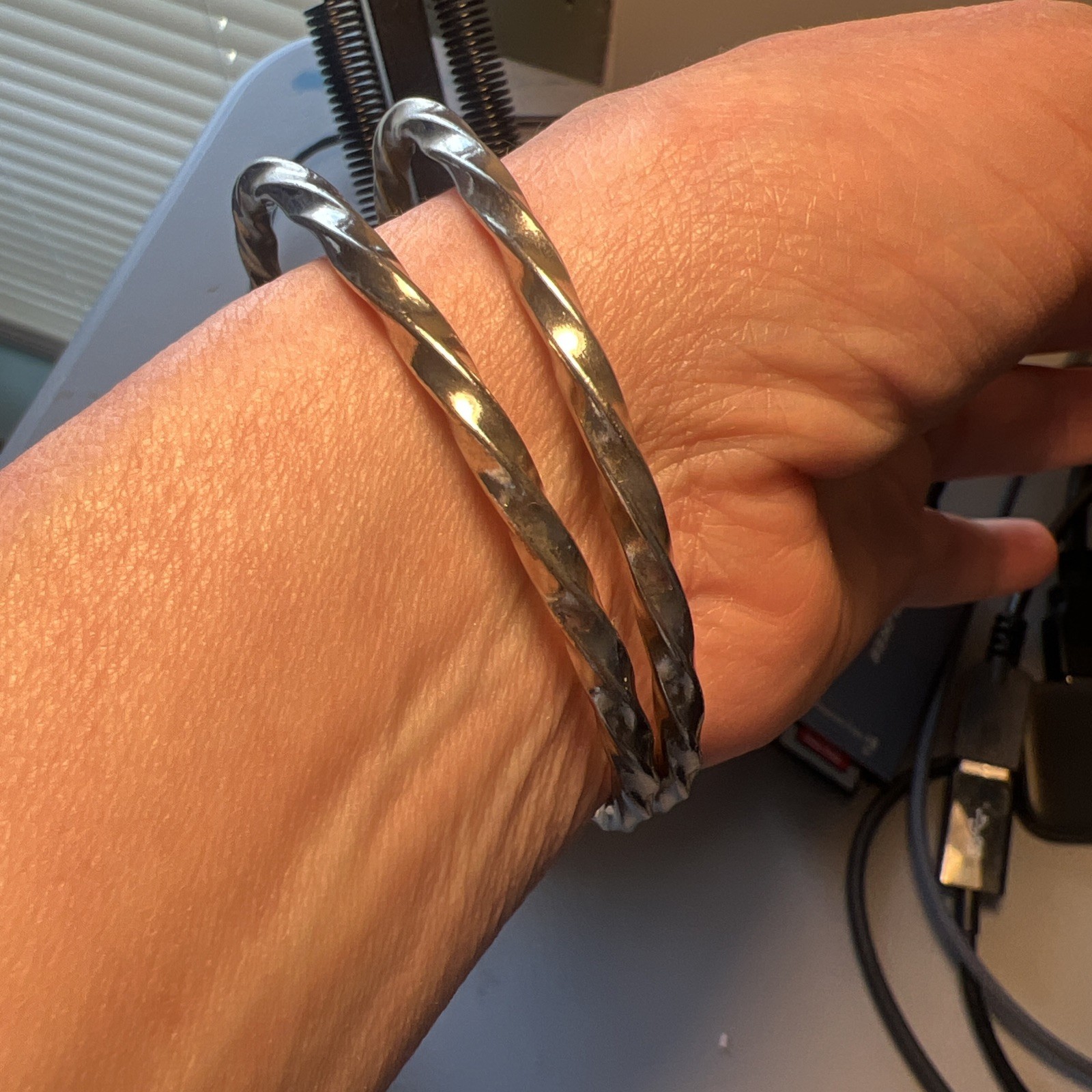 Solid 925 Sterling Silver Bangles swirl Bangles S… - image 4