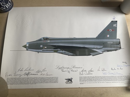 RAF EE Lightning F6 Reunion. Lightning Association. Signed 75/250 ltd. print