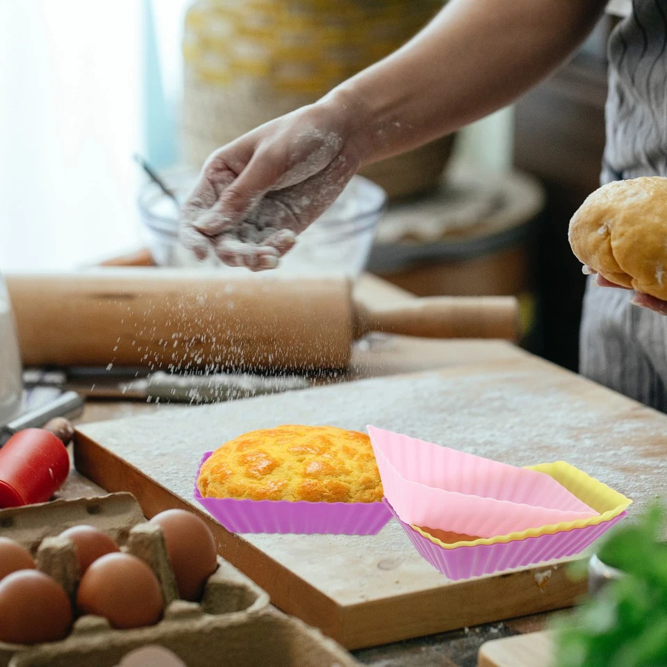 12 Pcs Cupcake Backform Silikonform Tortenstücke Muffinbecher Backförmchen - Bild 4 von 4