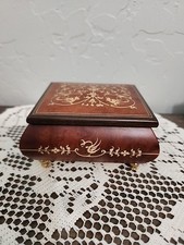 Vintage Torna Sorrento Italy Inlaid Wood Footed Music Box - Fur Elise