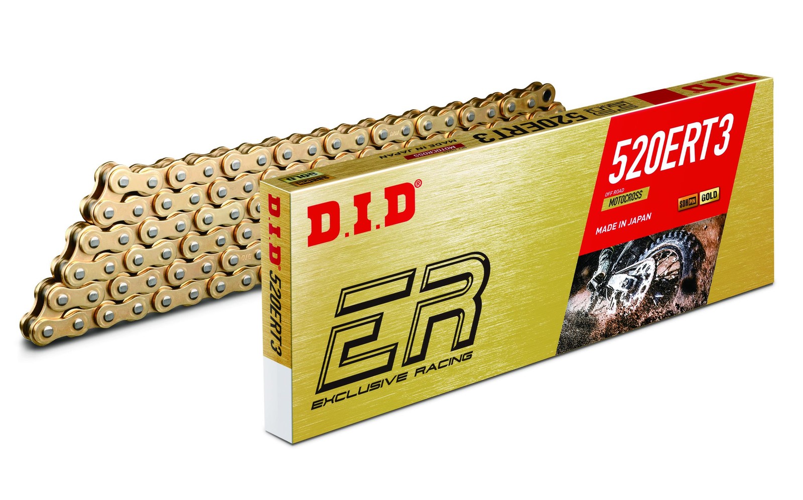 DID 520 ERT3 Standard Motorcycle Chain Gold/Gold With 116 Links And Clip Lock