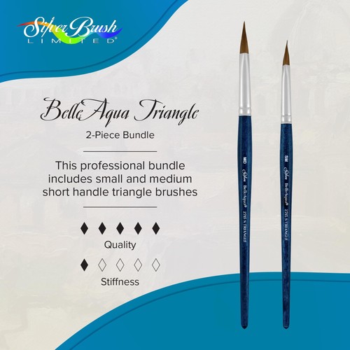BA-2762 BelleAqua Creative Shape 2pc Triangle Watercolor Brush Set, Premium S... - Bild 2 von 7