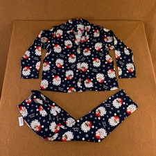 Old Navy Womens Large Navy Blue Santa Claus Holiday 2-Piece Pajama Set NWT
