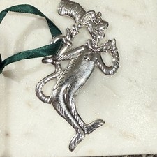 Dr Seuss The Cat in the Hat Movie Silver Tone Metal Christmas Ornament 2003
