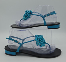 Giuseppe Zanotti sandali blu turchese perline accento sandali strappy EU 39 US 9
