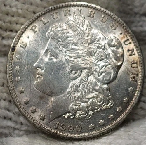 1890-o Morgan Silver Dollar Almost Uncirculated Light Toning