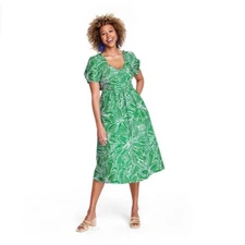 NWOT Tabitha Brown x Target Green Tropical Dress Tie Back