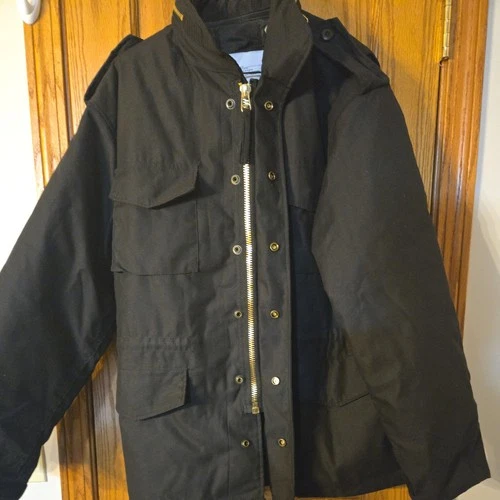 Rothco M-65 Field Jacket Mens Small Black Military Hooded Quilted Liner EUC image 3