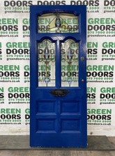 FRONT DOOR STAINED GLASS 1930S LEADED ART DECO ORIGINAL RECLAIMED WOODEN TIMBER