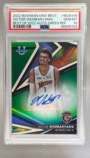 Victor Wembanyama 2022 Bowman University Best Green Refractor RC Auto /99 PSA 10