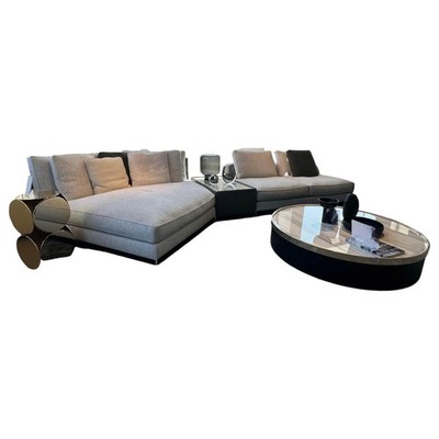 Minotti Polstergruppe West Stoff Fisher 10 Ghiaccio Grau Inklusive 