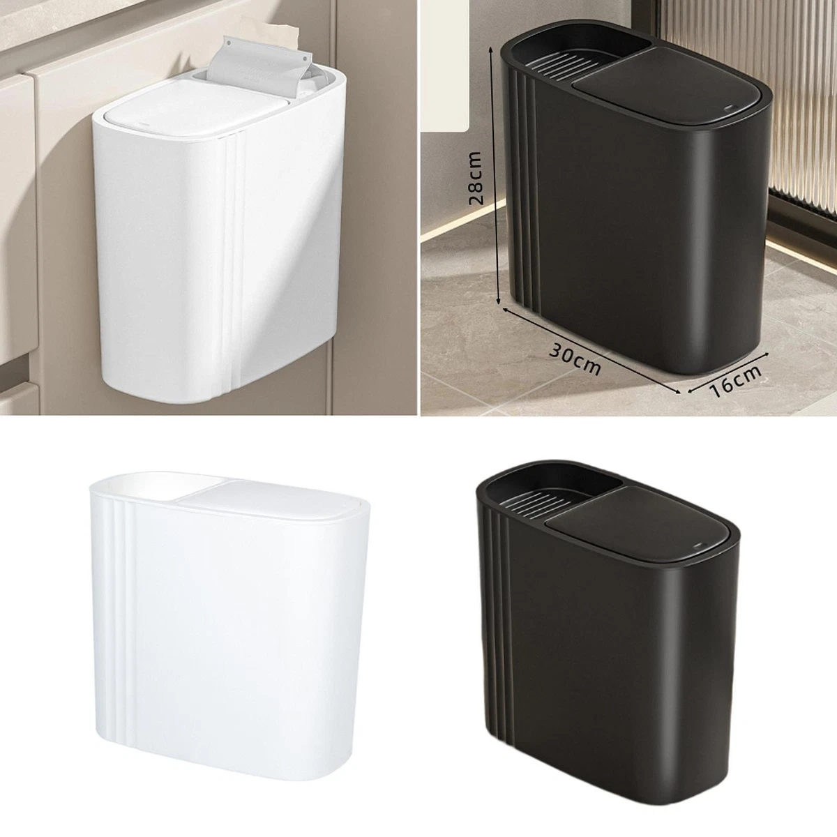 JiatuA Piccolo cestino rotondo in plastica per bagno, cucina, camera da letto, casa, ufficio, dormitorio, verde