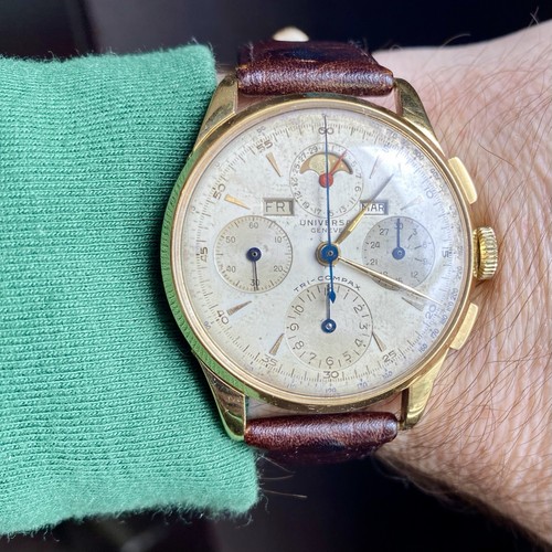 Universal Geneve Tri-Compax 1945 Calendar Chronograph Moon Vintage Gold Watch