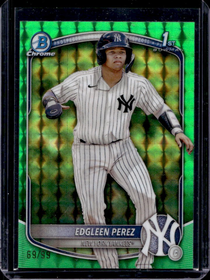 2025 Bowman Edgleen Perez Chrome Green Geometric Refractor 1st Prospect #69/99