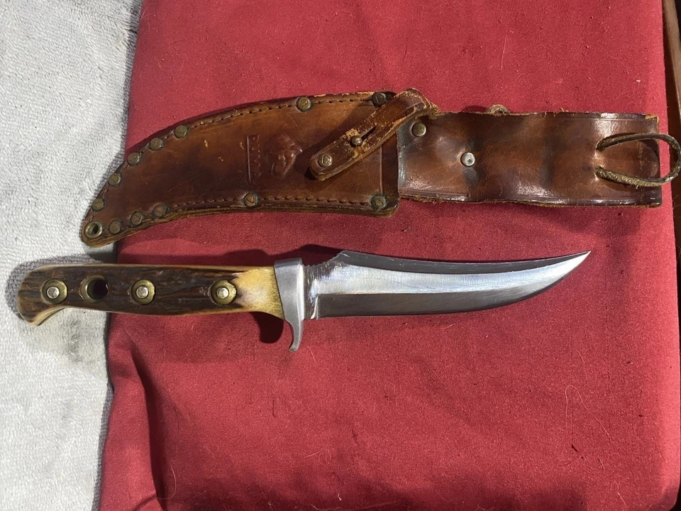 🔥 1967 PUMA 6393 SKINNER KNIFE LEATHER SHEATH W/ EXTRA FAT STAG HANDLE 🔥 - Image 3 of 4