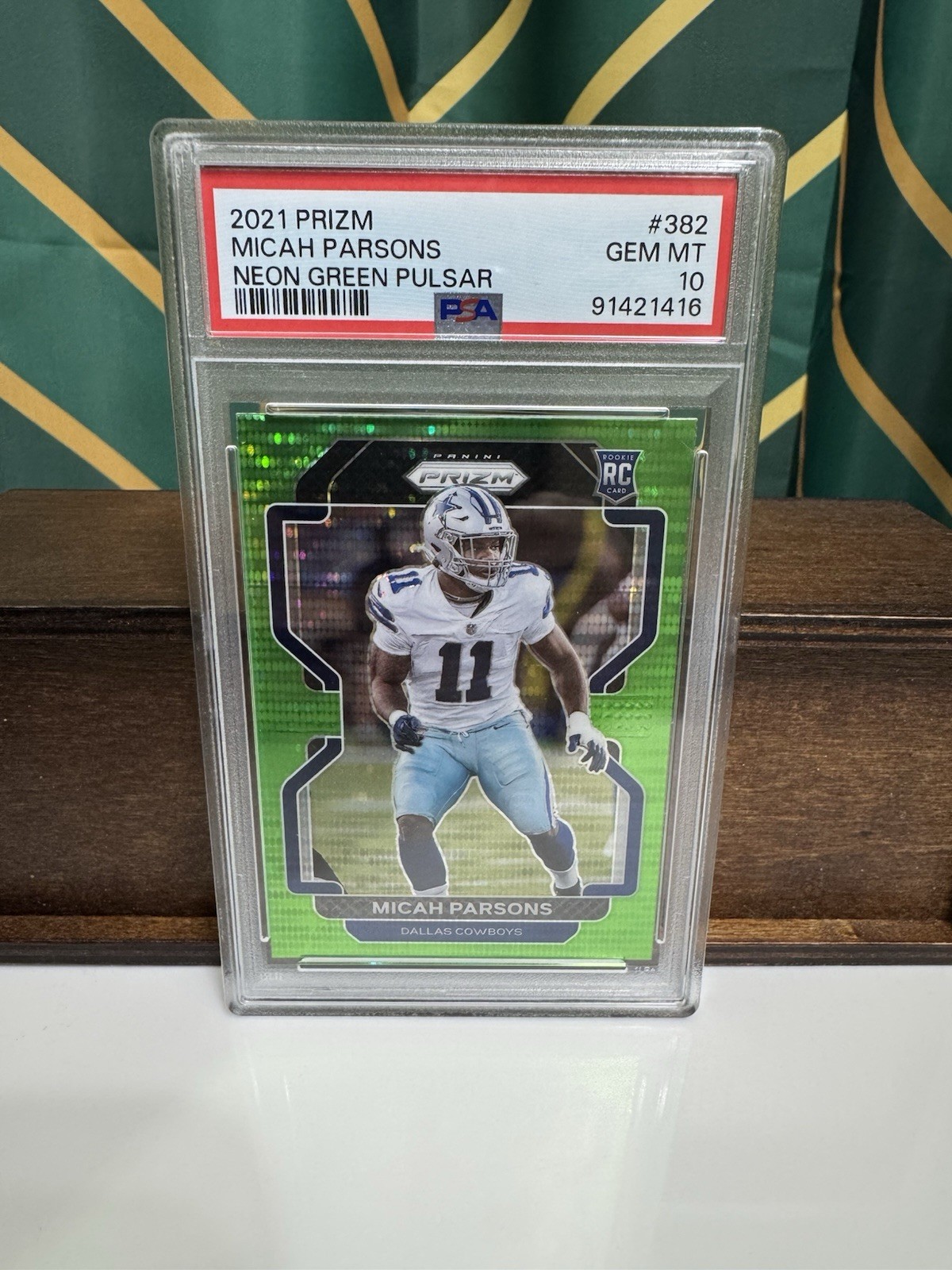 2021 Prizm Rookie Micah Parsons 382 Neon Green Pulsar Prizm (RC) PSA Gem Mint 10