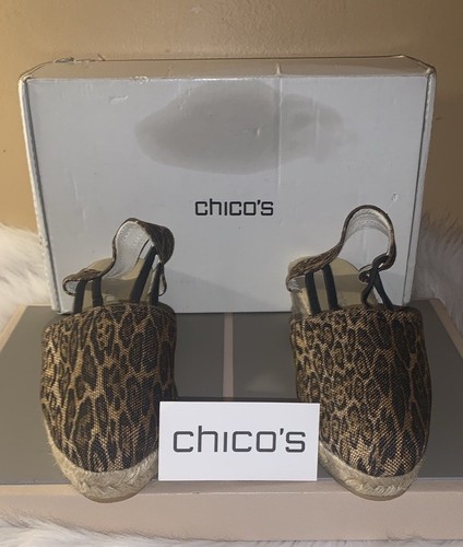 NEW Chico’s Leopard Animal Print Espadrilles Shoe Wedges Slingback Sandals NIB 8 - Picture 15 of 16