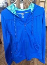 REI Women's Size S Hooded Jacket Full Zip Pockets Blue Running Active
