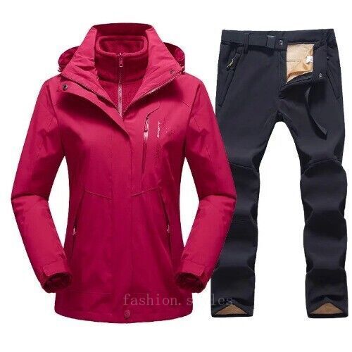 Women Ski Suit Waterproof Snow Fleece Jacket Pants Female Snowboard Sets Women's - Picture 14 of 41