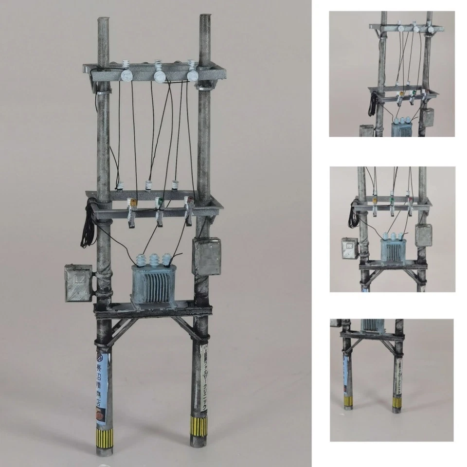 Diorama 1/64 Power Pole Transformer Model Railway House Scene Model Accessories - Image 3 of 4