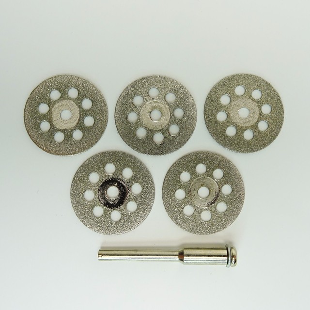 Diamond cutting disc 5 pieces 22 mm + 1 clamping spindle Dremel Proxxon multitool- Diamond cutting disc 5 pieces 22 mm + 1 clamping spindle Dremel Proxxon multitool-